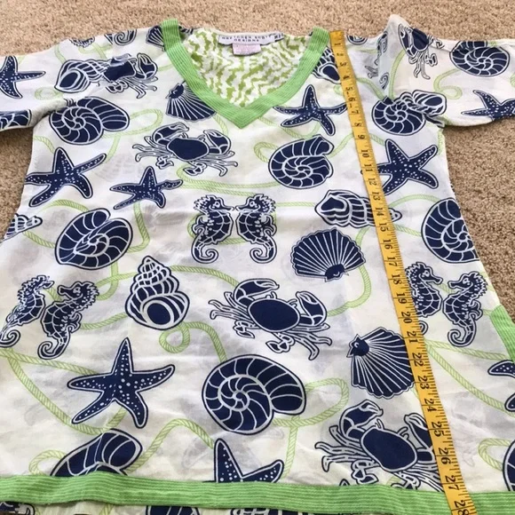 Gretchen Scott designs medium sea life white multi tunic/cover up. - Picture 6 of 8